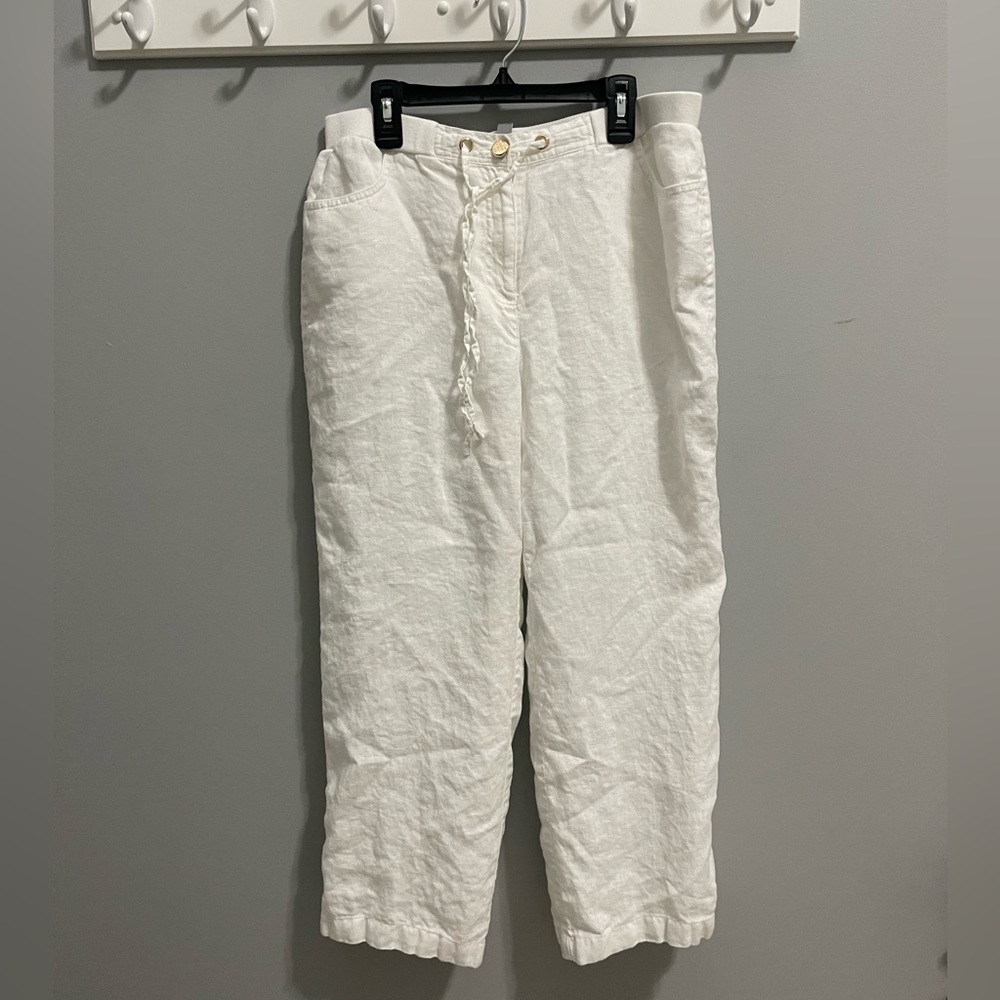 JM Collection pants white linen wide leg size womens 10P boxGE
